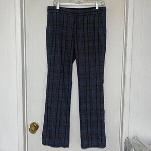 Banana Republic LOGAN Plaid Trousers Blue Gray Size 6